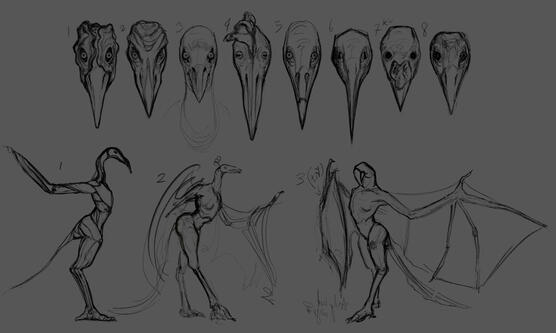 Vulture Folk 2: Head &amp; Body Sketches